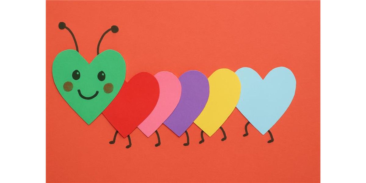 Heart caterpillar card for Mother's Day from kids