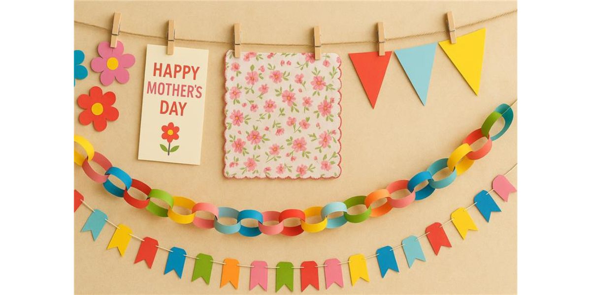 Colorful handmade Mother’s Day party decorations