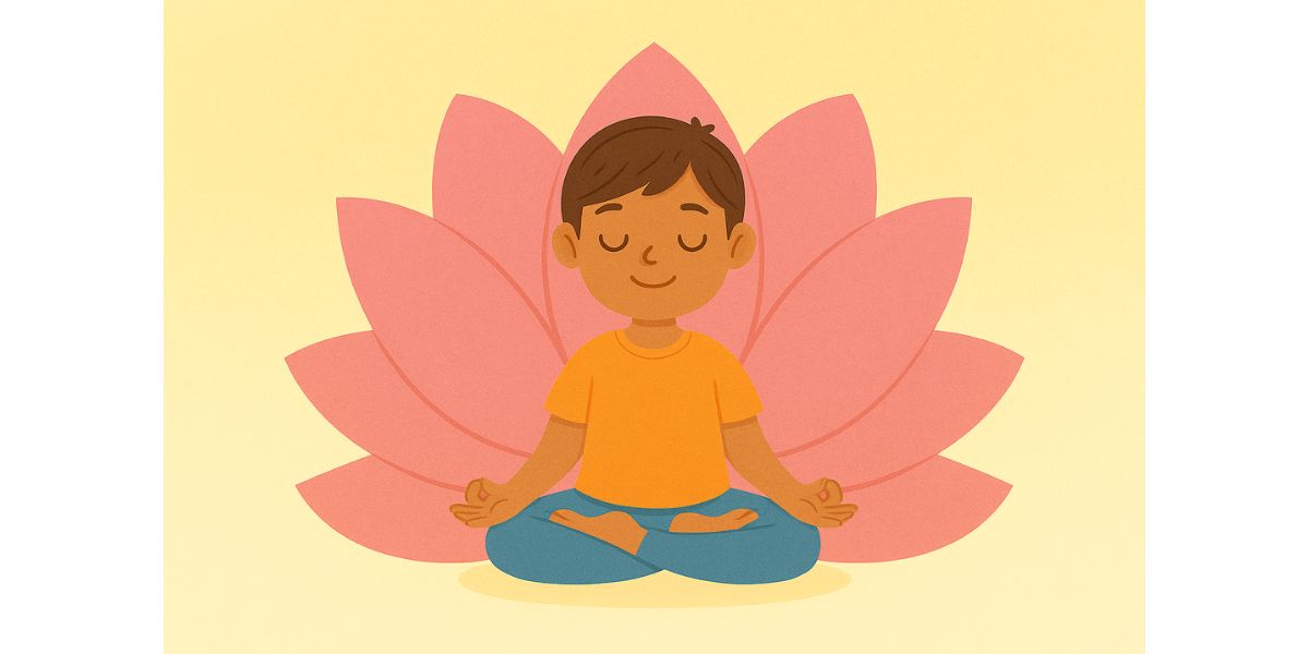 Meditative pose with Lotus drawing