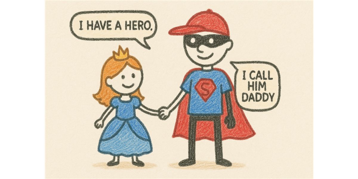 Princess and Superhero Dad Theme drawing