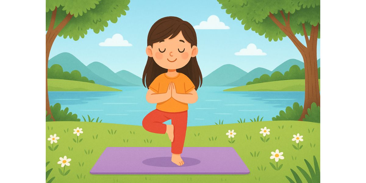 Yoga Pose with a Peaceful Background drawing
